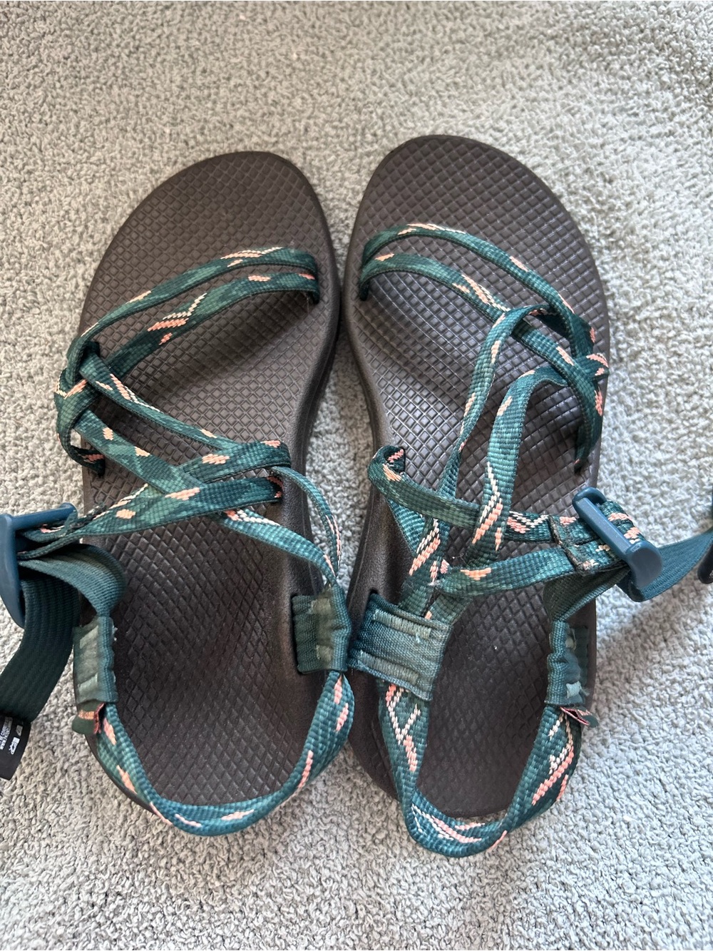 Women’s Teal Patterned Strap Sandals - Casual Outdoor Swim